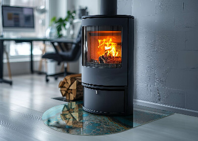 Base de vidro semi-oval para lareira Formas abstratas inspiradas na natureza