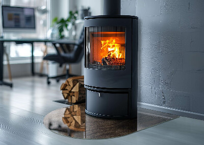 Base de vidro semi-oval para lareira Motivo de floresta rústica