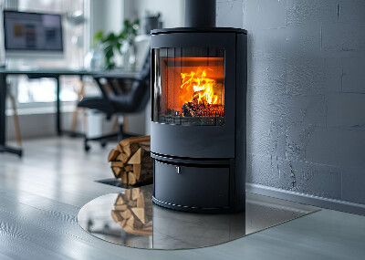 Base de vidro semi-oval para lareira Motivos de mármore na estrutura