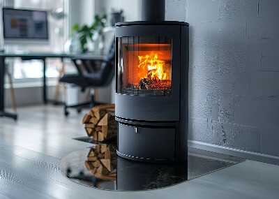 Base de vidro semi-oval para lareira Padrão de mármore sofisticado