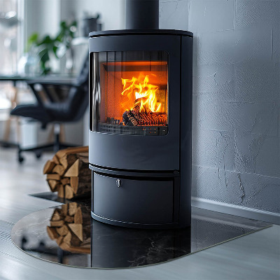 Base de vidro semi-oval para lareira Padrão de mármore sofisticado