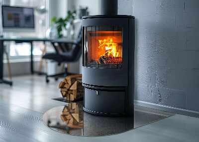 Base de vidro semi-oval para lareira Padrão abstrato com textura