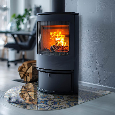 Base de vidro semi-oval para lareira Mosaico floral em estilo artístico