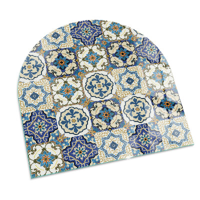 Base de vidro semi-oval para lareira Mosaico floral em estilo artístico