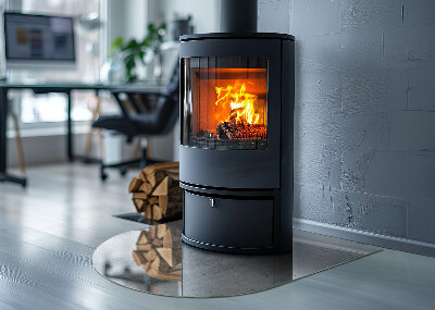 Base de vidro semi-oval para lareira Padrão de concreto bruto