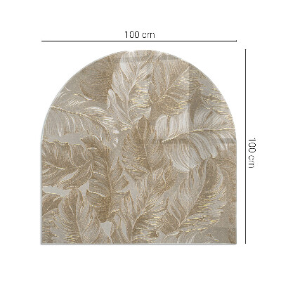 Base de vidro semi-oval para lareira Motivos sutis de folhas