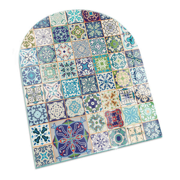 Base de vidro semi-oval para lareira Padrões de azulejos em estilo mosaico