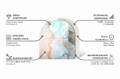 Base de vidro semi-oval para lareira Padrões de azulejos em estilo mosaico