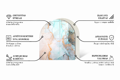 Base de vidro semi-oval para lareira Padrões de azulejos em estilo mosaico