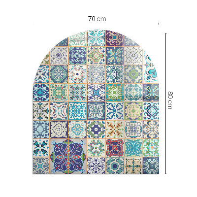 Base de vidro semi-oval para lareira Padrões de azulejos em estilo mosaico