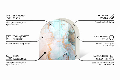 Base de vidro semi-oval para lareira Padrões de azulejos em estilo mosaico