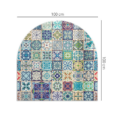 Base de vidro semi-oval para lareira Padrões de azulejos em estilo mosaico