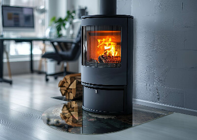 Base de vidro para lareira Padrão de flores e borboletas