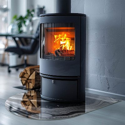 Base de vidro semi-oval para lareira Ondas e linhas em estilo abstrato