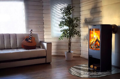 Base de vidro semi-oval para lareira Ondas e linhas em estilo abstrato