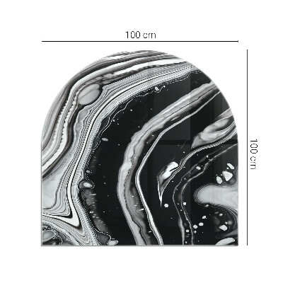 Base de vidro semi-oval para lareira Ondas e linhas em estilo abstrato