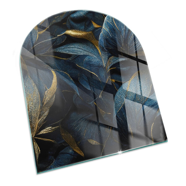 Base de vidro semi-oval para lareira Folhas elegantes em padrões