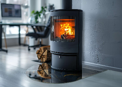 Base de vidro semi-oval para lareira Folhas elegantes em padrões