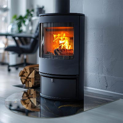 Base de vidro semi-oval para lareira Folhas elegantes em padrões