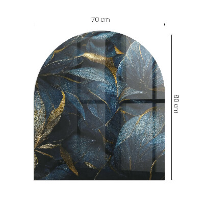 Base de vidro semi-oval para lareira Folhas elegantes em padrões