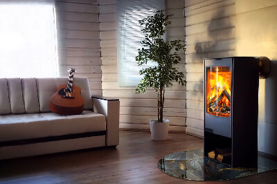 Base de vidro semi-oval para lareira Folhas elegantes em padrões