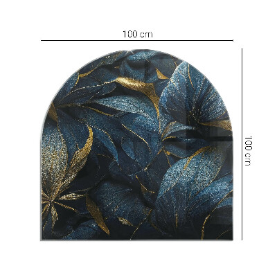 Base de vidro semi-oval para lareira Folhas elegantes em padrões