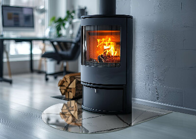 Base de vidro semi-oval para lareira O padrão de veias na expressão da pedra