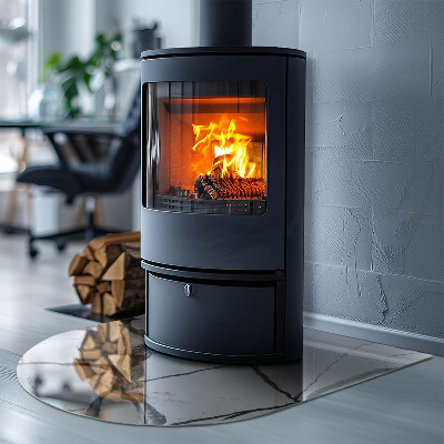 Base de vidro semi-oval para lareira O padrão de veias na expressão da pedra