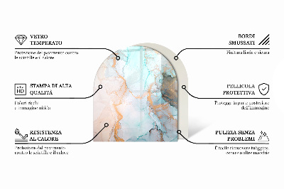 Base de vidro semi-oval para lareira O padrão de veias na expressão da pedra