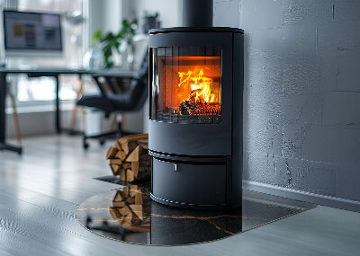 Base de vidro semi-oval para lareira Padrão sutil de mármore com veios