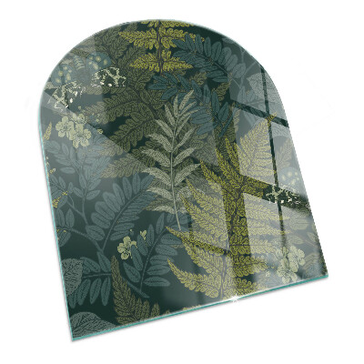 Base de vidro semi-oval para lareira Inspirações florais com borboletas