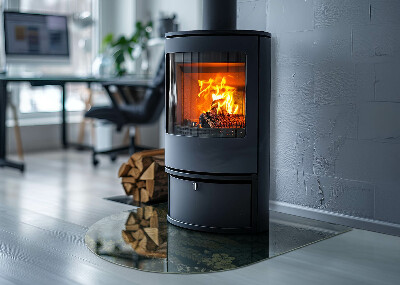 Base de vidro semi-oval para lareira Inspirações florais com borboletas