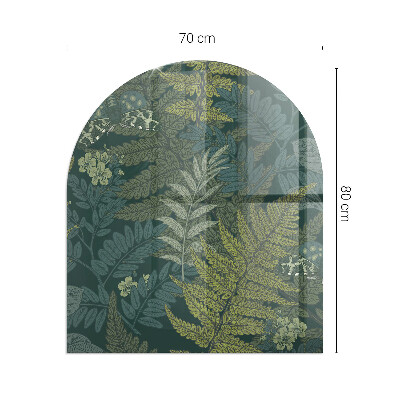 Base de vidro semi-oval para lareira Inspirações florais com borboletas