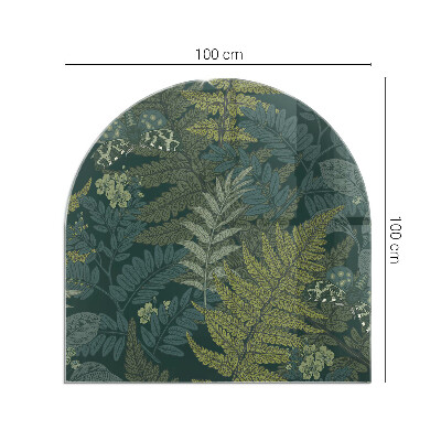 Base de vidro semi-oval para lareira Inspirações florais com borboletas