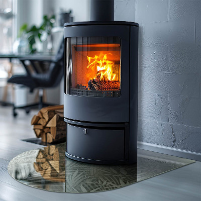 Base de vidro para lareira Motivo tropical frondoso