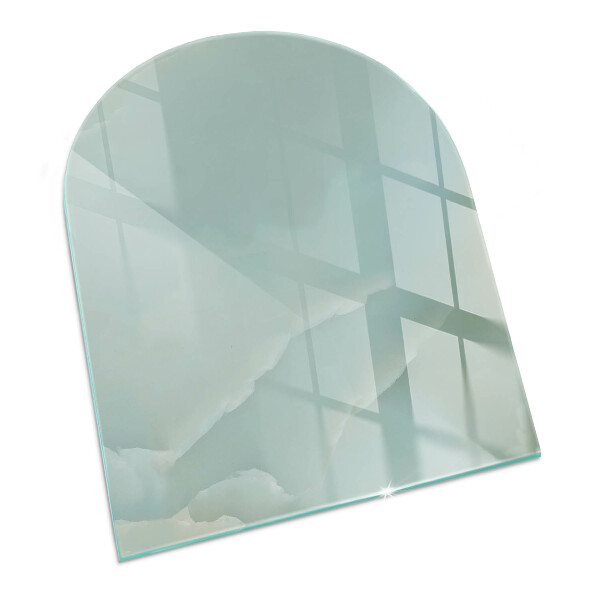 Base de vidro semi-oval para lareira Padrão sutil de mármore