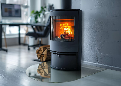 Base de vidro semi-oval para lareira Padrão sutil de mármore