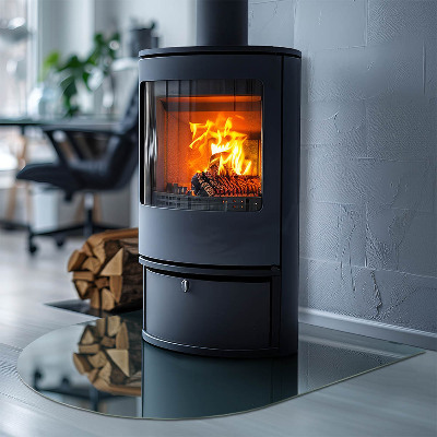 Base de vidro semi-oval para lareira Cor do mar