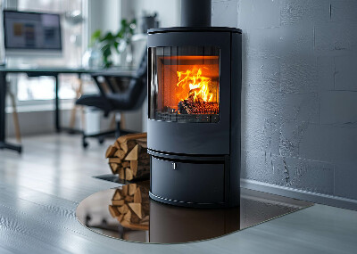 Base de vidro semi-oval para lareira Cor marrom