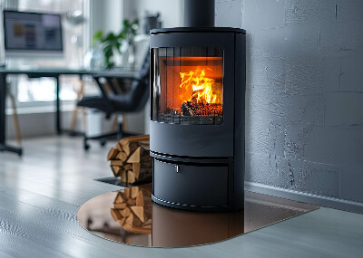 Base de vidro semi-oval para lareira Cor marrom