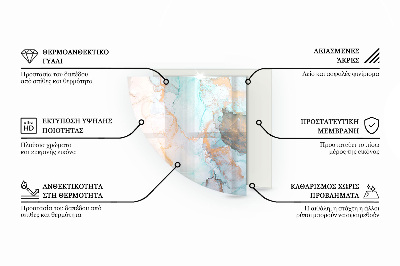 Base de vidro em quarto de círculo para lareira Nuvem abstrata de sólidos