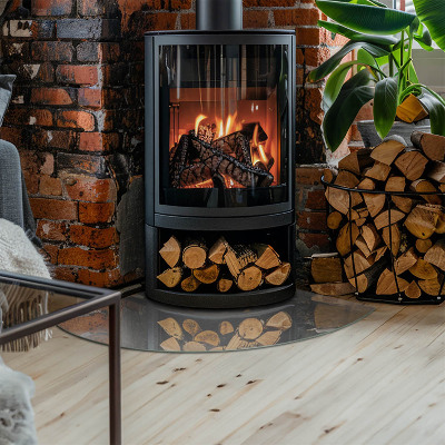 Base de vidro temperado para lareira Textura de concreto com efeito