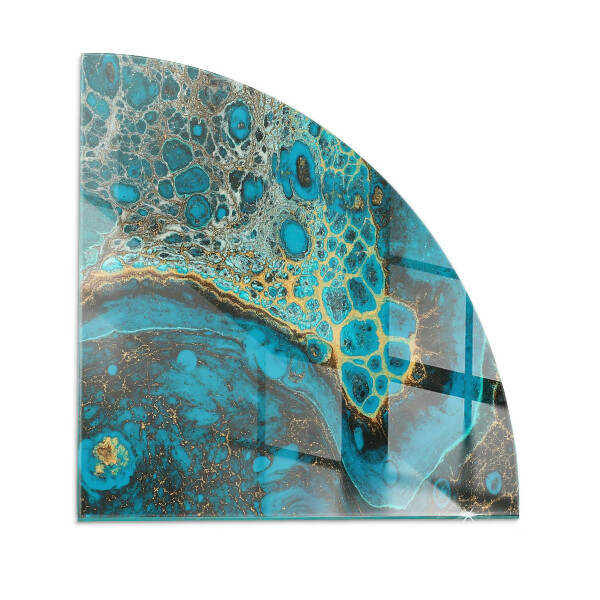 Base de vidro em quarto de círculo para lareira Padrão orgânico abstrato