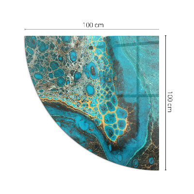Base de vidro em quarto de círculo para lareira Padrão orgânico abstrato