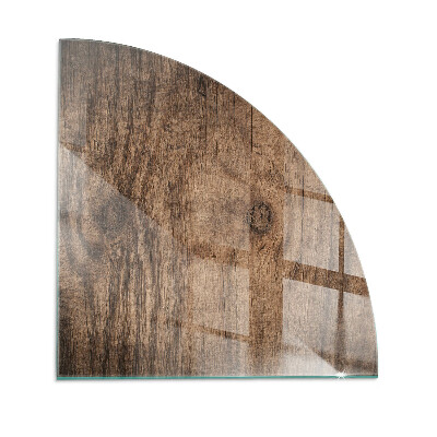 Base de vidro em quarto de círculo para lareira Padrão de madeira natural