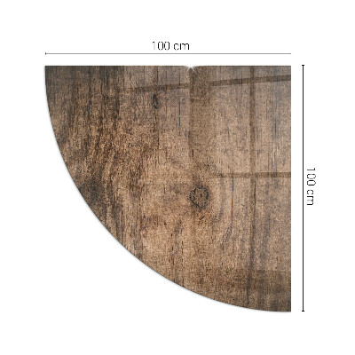 Base de vidro em quarto de círculo para lareira Padrão de madeira natural