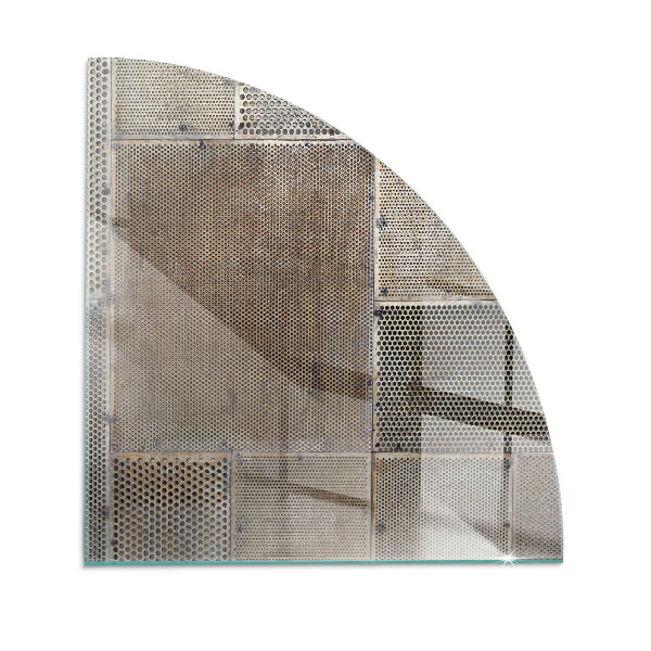 Base de vidro em quarto de círculo para lareira Padrão de folha perfurada