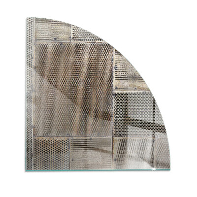 Base de vidro em quarto de círculo para lareira Padrão de folha perfurada