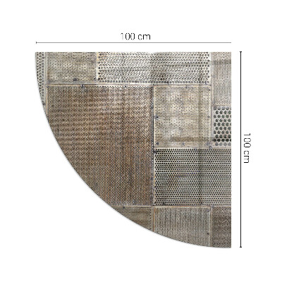 Base de vidro em quarto de círculo para lareira Padrão de folha perfurada