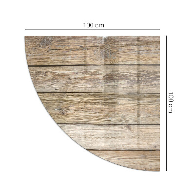 Base de vidro em quarto de círculo para lareira Placa de madeira no layout